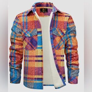 JonviDesign Vintage MultiColor Plaid Button/Snap Jacket